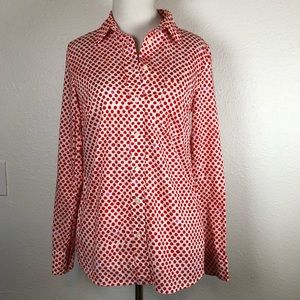 Gap red pink polka dot button down shirt XS